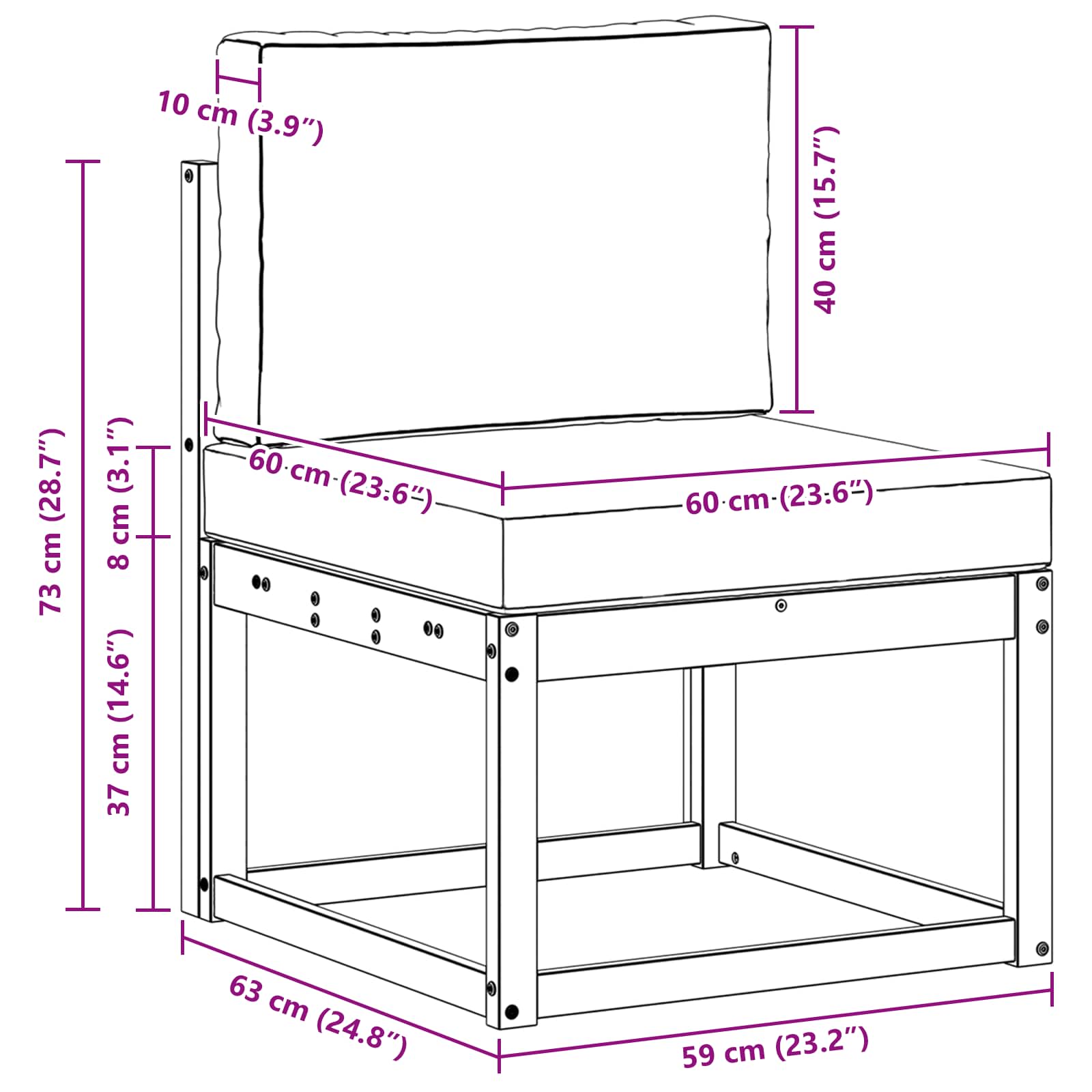 Set vanjskih sofa Bijela i krem 59 x 63 x 73 cm