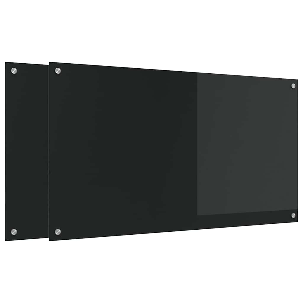Kuhinjski zid 2 pcs Crna 110 x 60 cm Staklo otporno na udarce