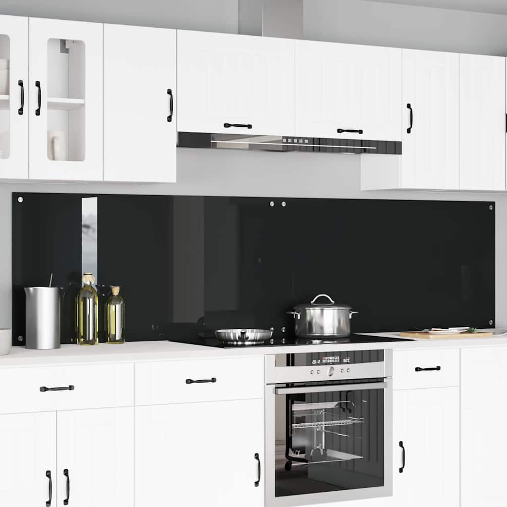 Kuhinjski zid 2 pcs Crna 120 x 60 cm Staklo otporno na udarce