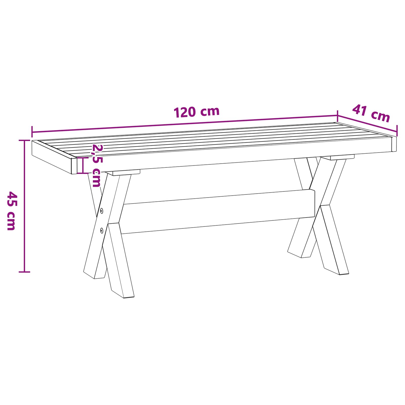 Klupa za blagovanje NOAIN 120 x 41 x 45 cm Masivna borovina