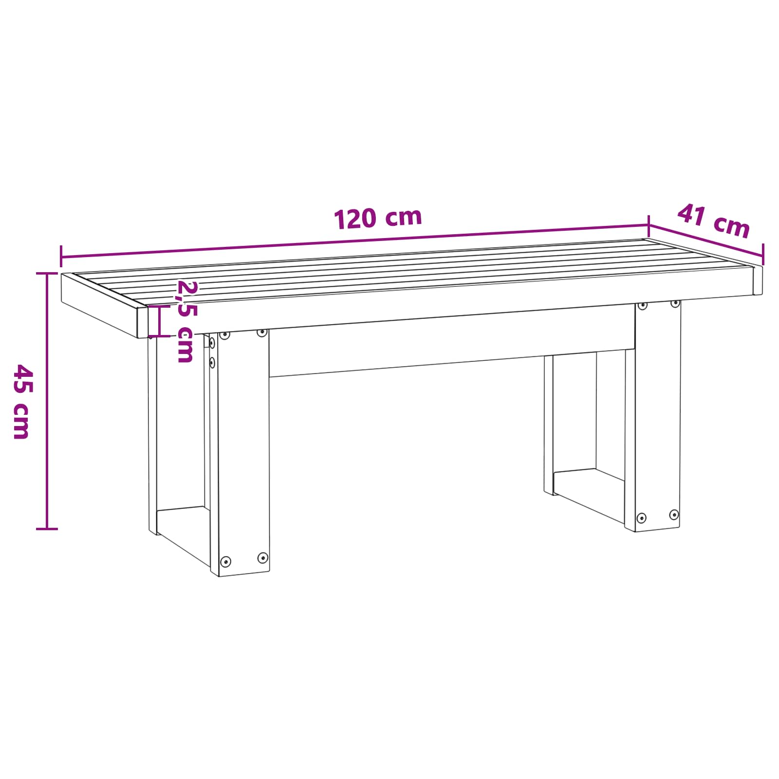 Klupa za blagovanje NOAIN 120 x 41 x 45 cm Masivna borovina