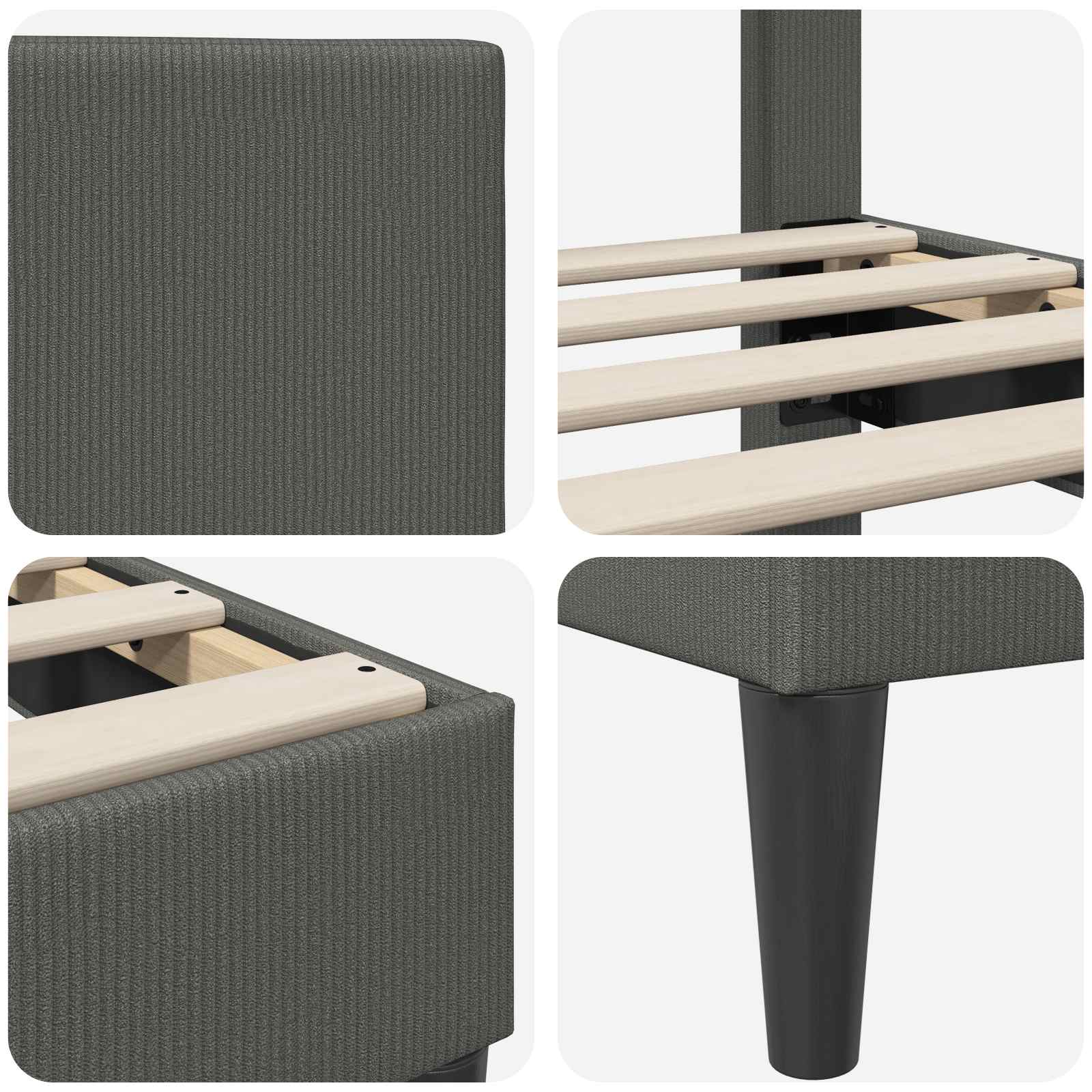 Krevetna konstrukcija Tamnosiva 160 x 200 cm Kordura tekstil