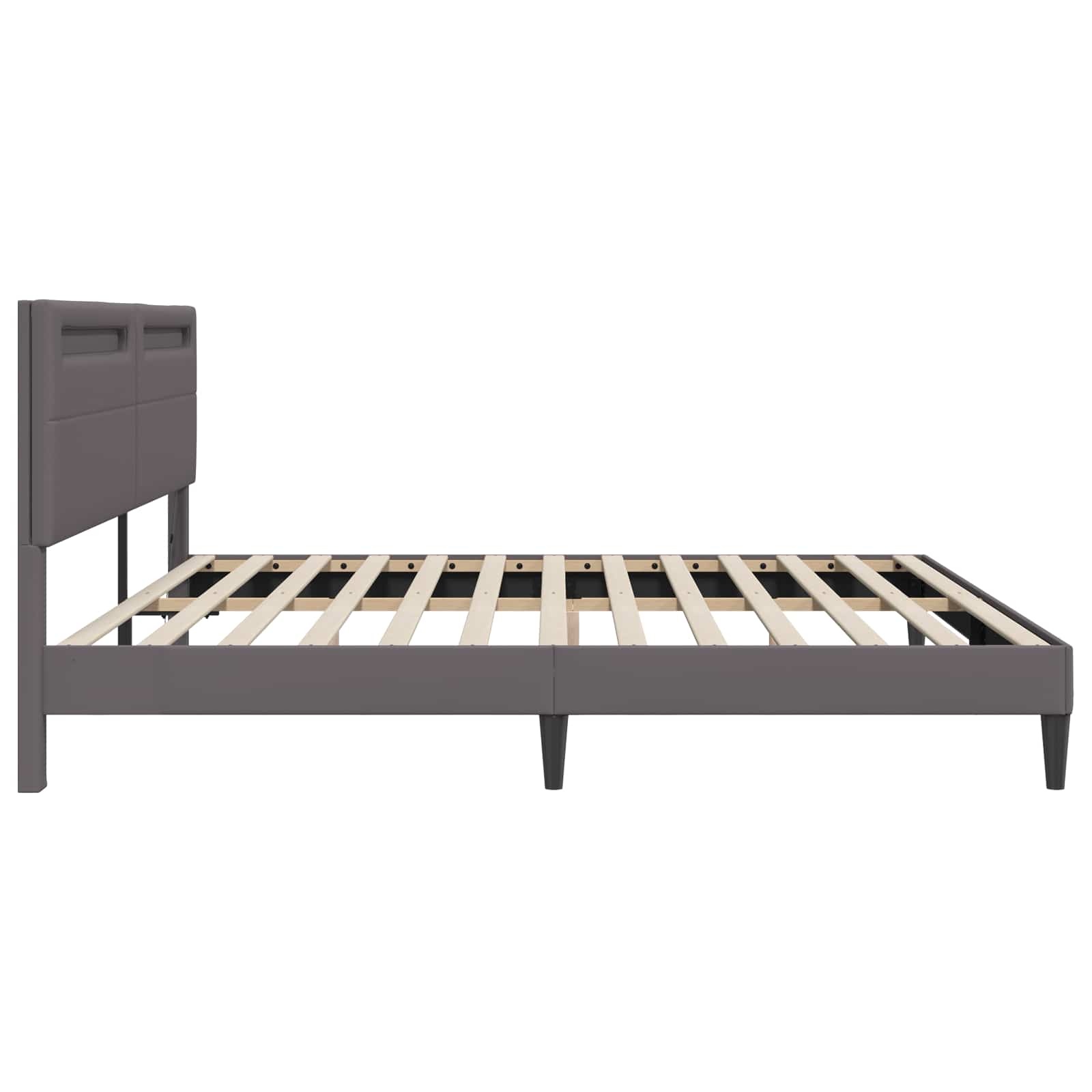 Krevetna konstrukcija Siva 200 x 200 cm Umjetna koža
