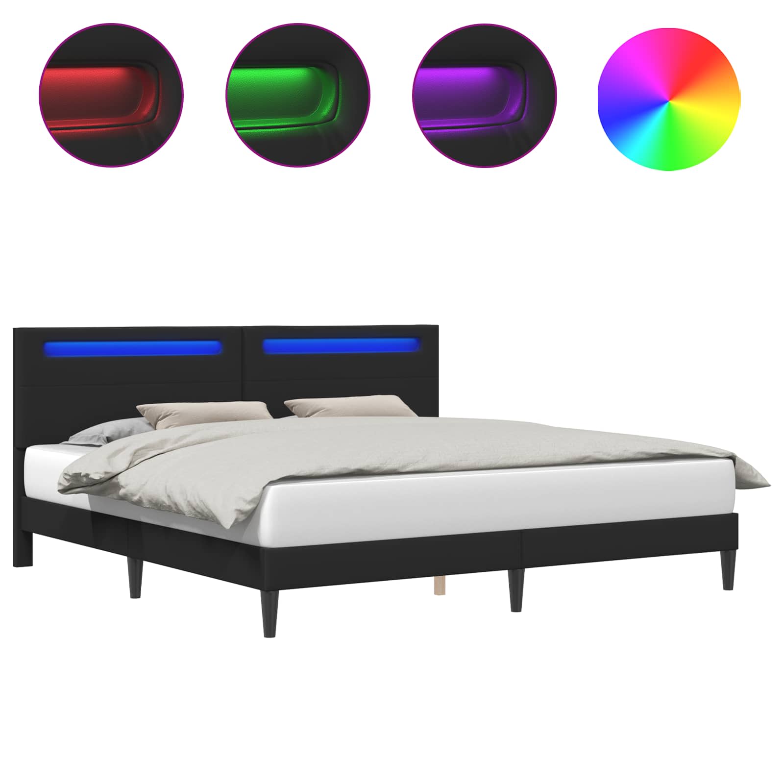 Krevetna konstrukcija Crna 200 x 200 cm Umjetna koža