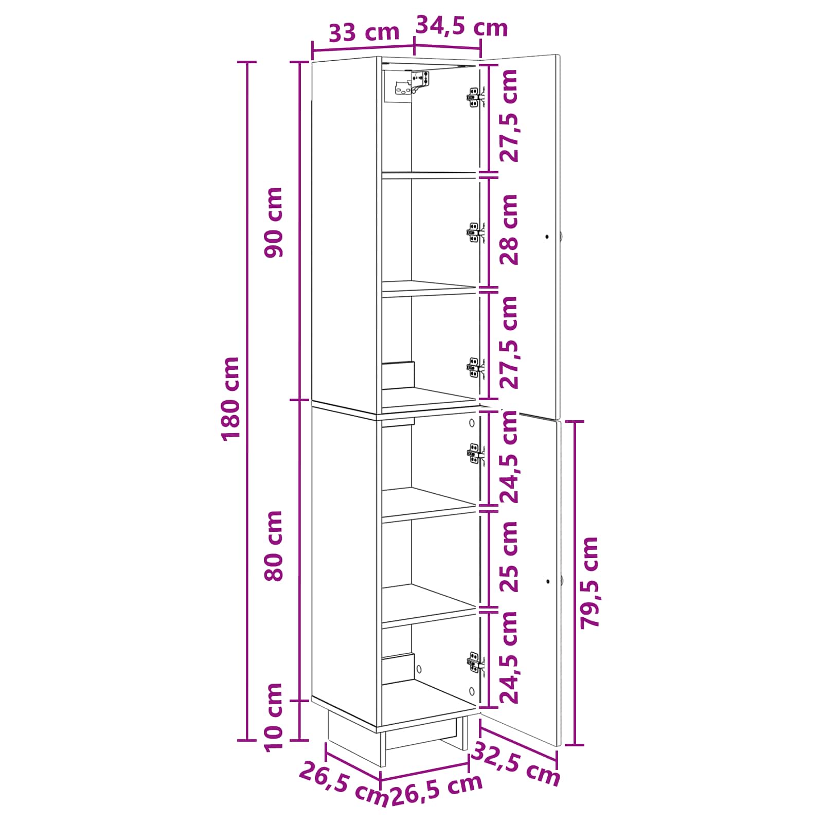 Set ormara 2 pcs Crna 34,5 x 33 x 90 cm Konstruirano drvo