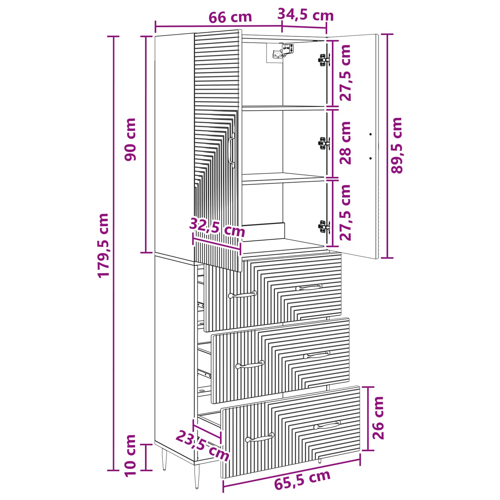 Set ormara 2 pcs Crna 66 x 34,5 x 90 cm Konstruirano drvo
