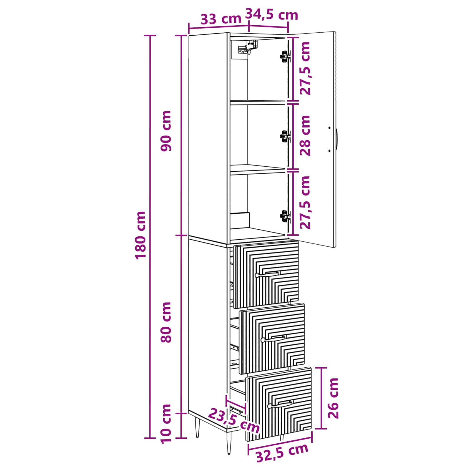 Set ormara 2 pcs Crna 33 x 34,5 x 90 cm Konstruirano drvo