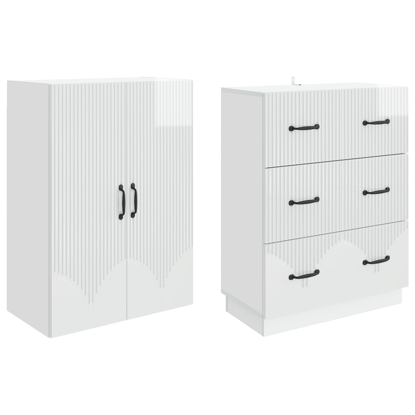 Set ormara 2 pcs Bijela visokog sjaja 66 x 34,5 x 87 cm