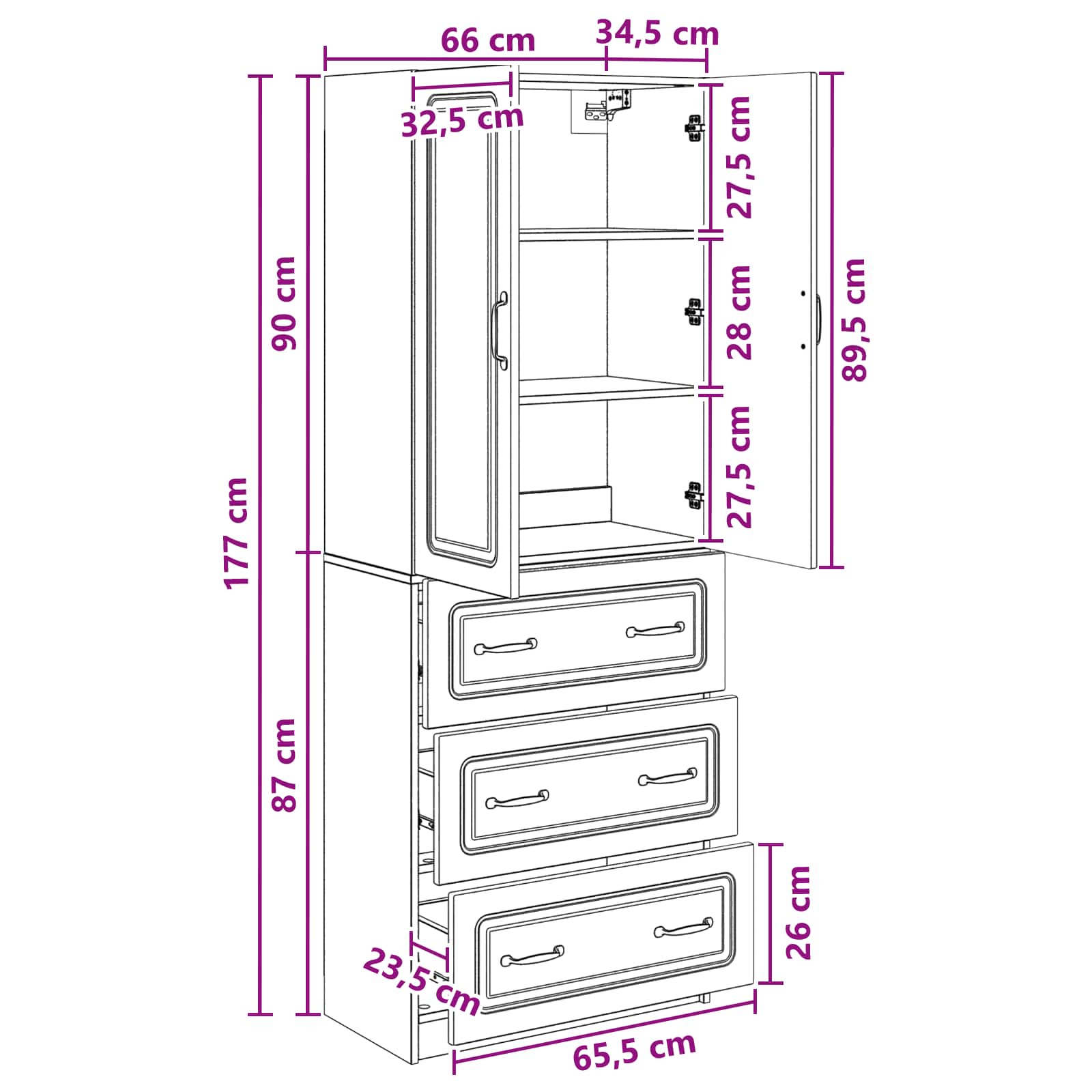 Set ormara 2 pcs Bijela visokog sjaja 66 x 34,5 x 87 cm