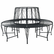 Klupa pod drvetom Ø 160 x 89 cm Čelik Crna Kružni