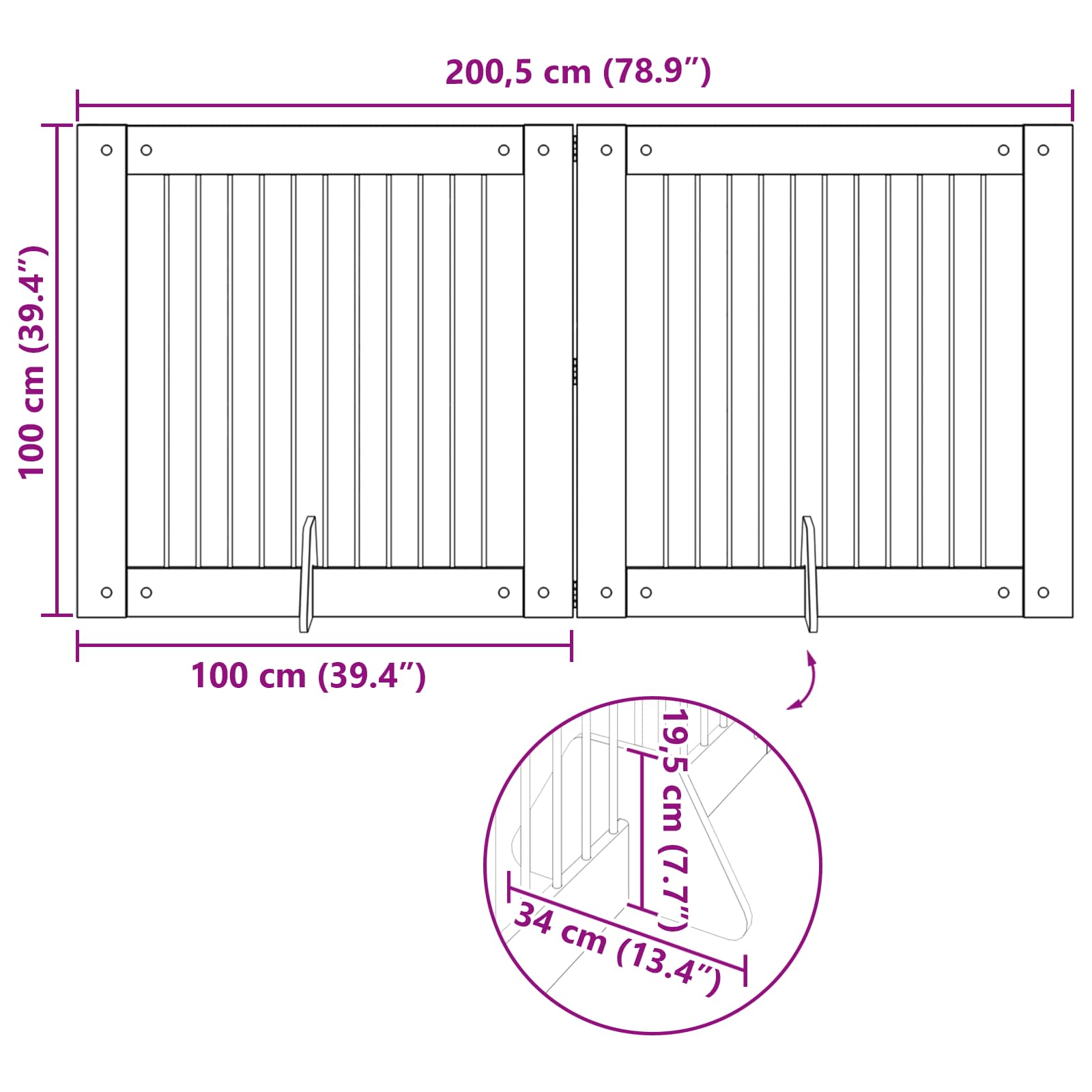 Vrata za pse s postoljem 2 pcs Hrast artisan 100 x 100 cm