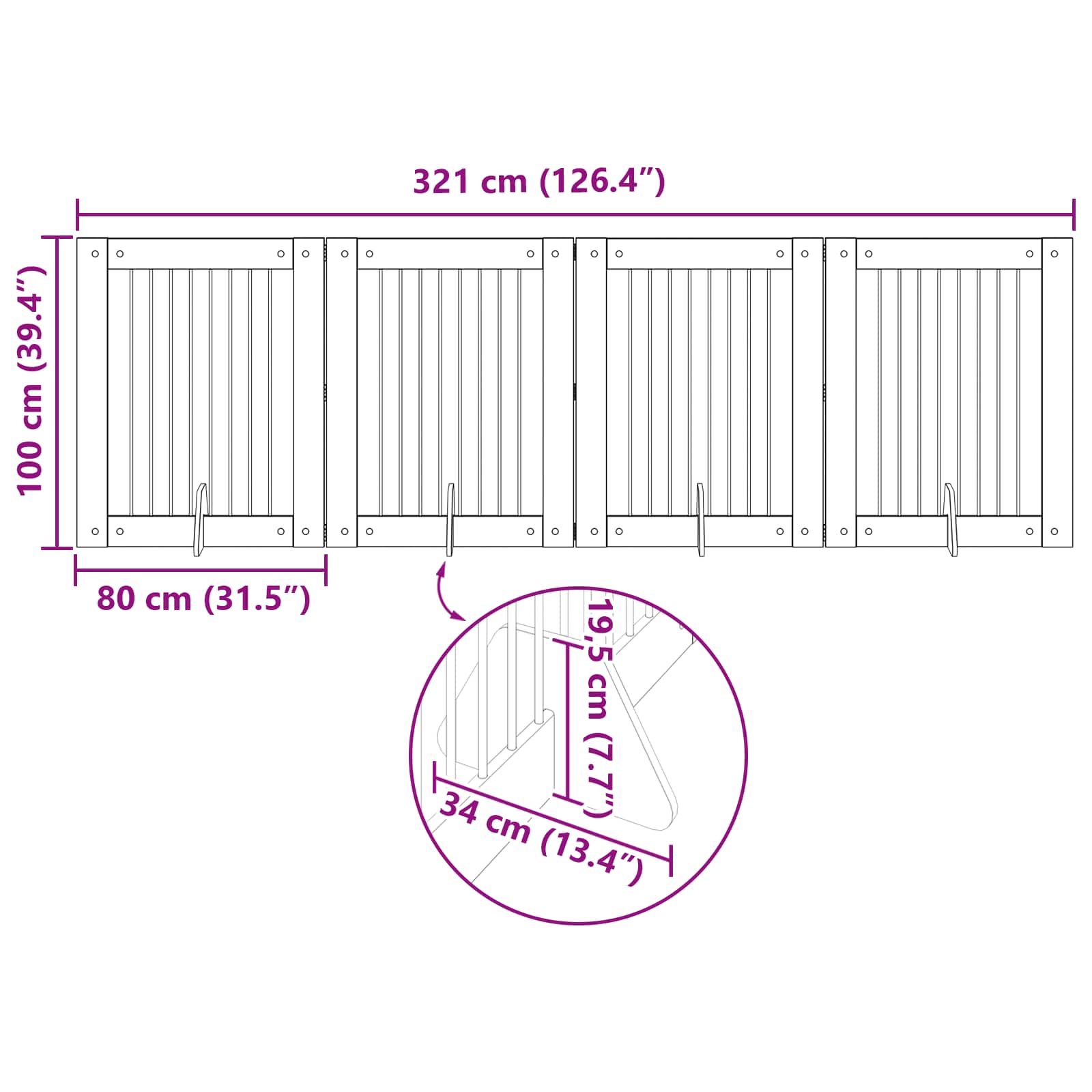 Vrata za pse s postoljem 4 pcs Hrast artisan 80 x 100 cm