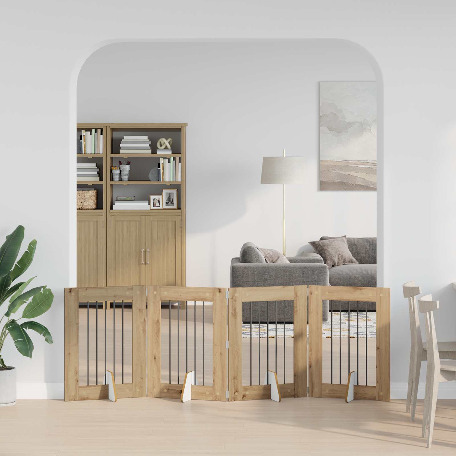 Vrata za pse s postoljem 4 pcs Hrast artisan 60 x 80 cm