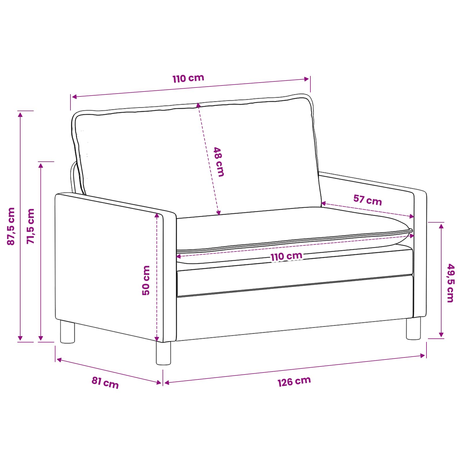 Set sofe 2 pcs Bež Poliester