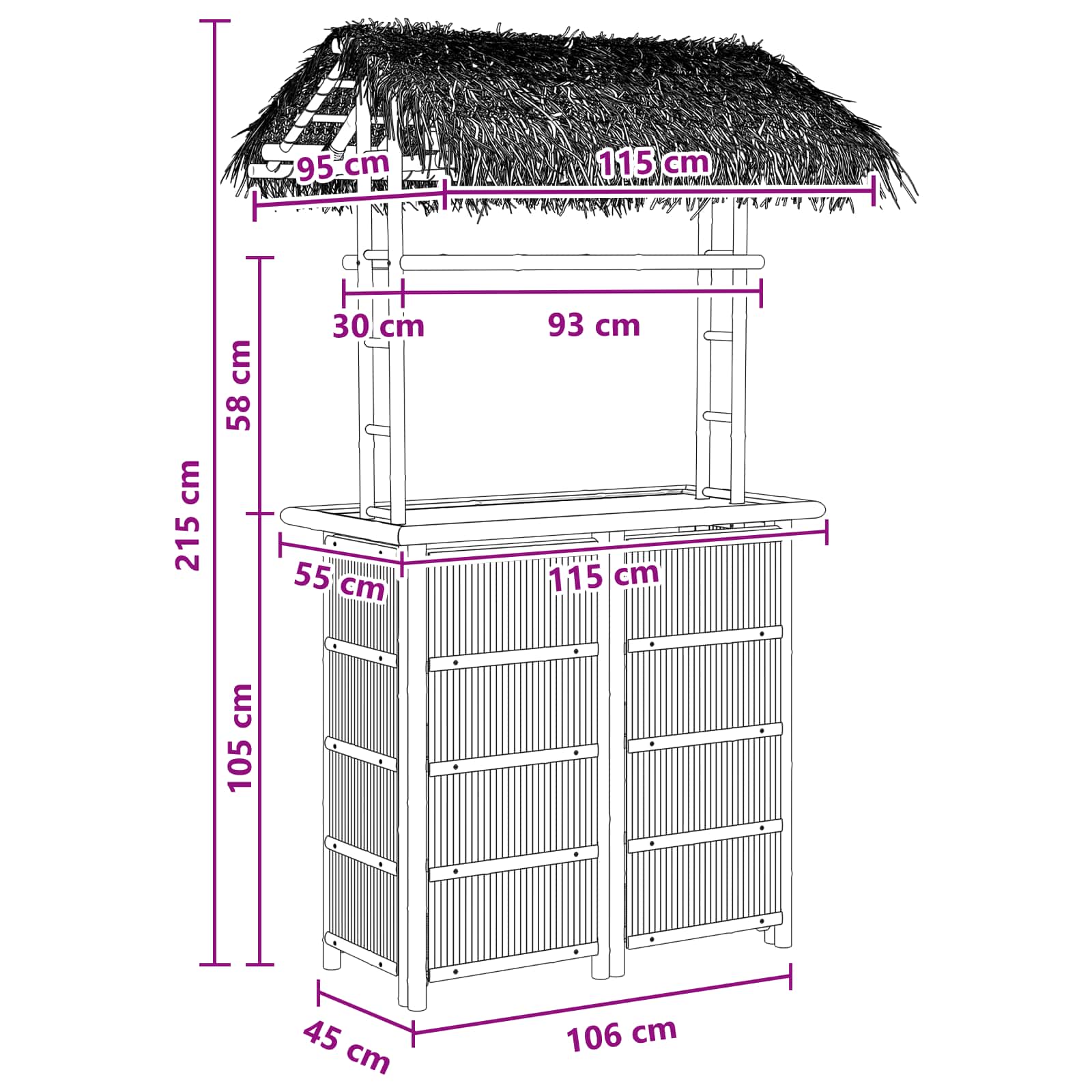 Vanjski bar stol Prirodna 115 x 95 x 215 cm Bambus