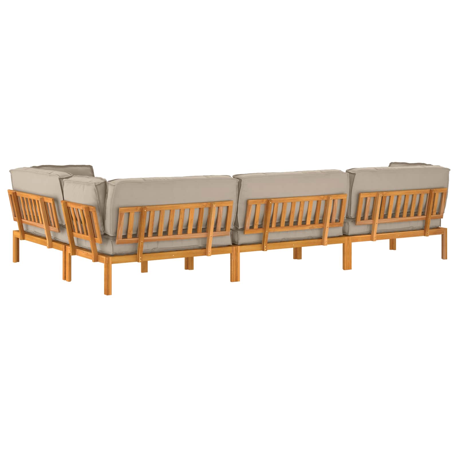 Set sofe s jastukom 5 pcs Sivo-smeđa Čvrsto drvo akacije