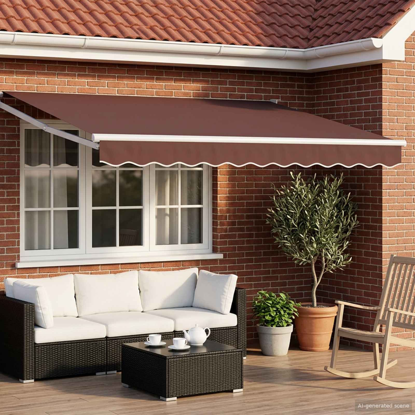 Povlačivi tende Smeđa 3 x 2 m 100% Poliester i Aluminij