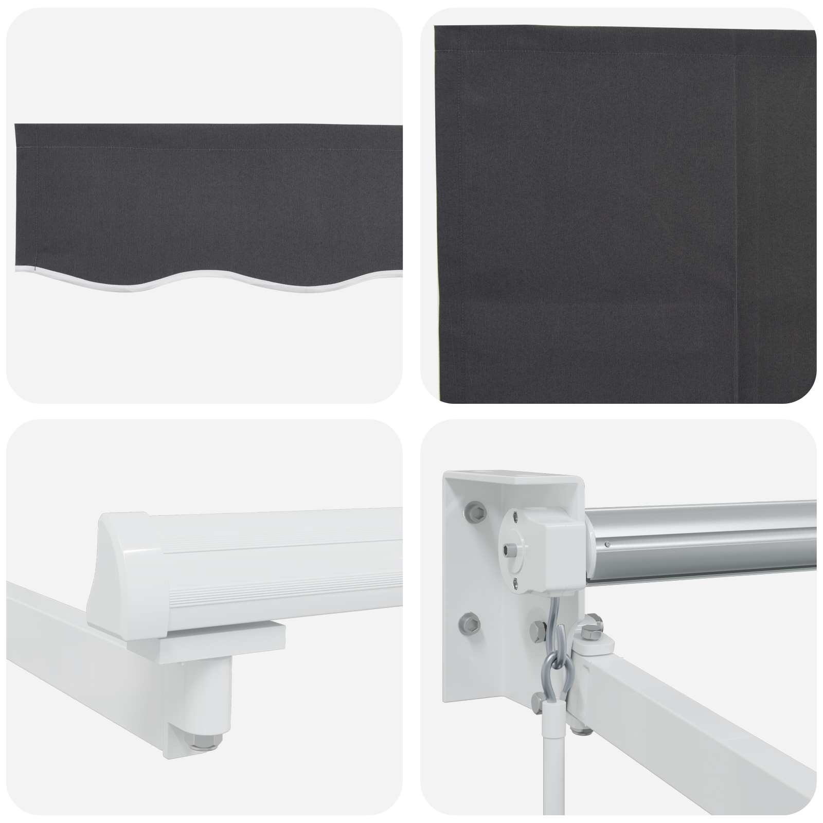 Povlačivi tende Antracit 4 x 2 m 100% Poliester i Aluminij