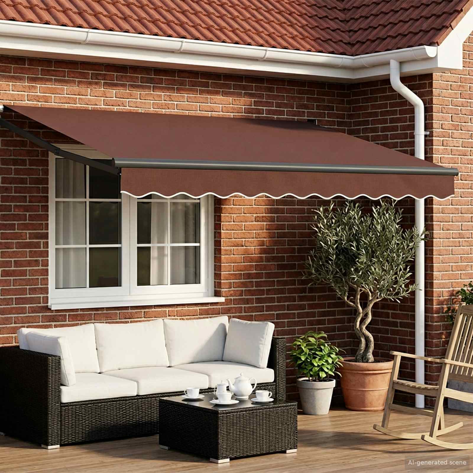Povlačivi tende Smeđa 3 x 2 m 100% Poliester i Aluminij