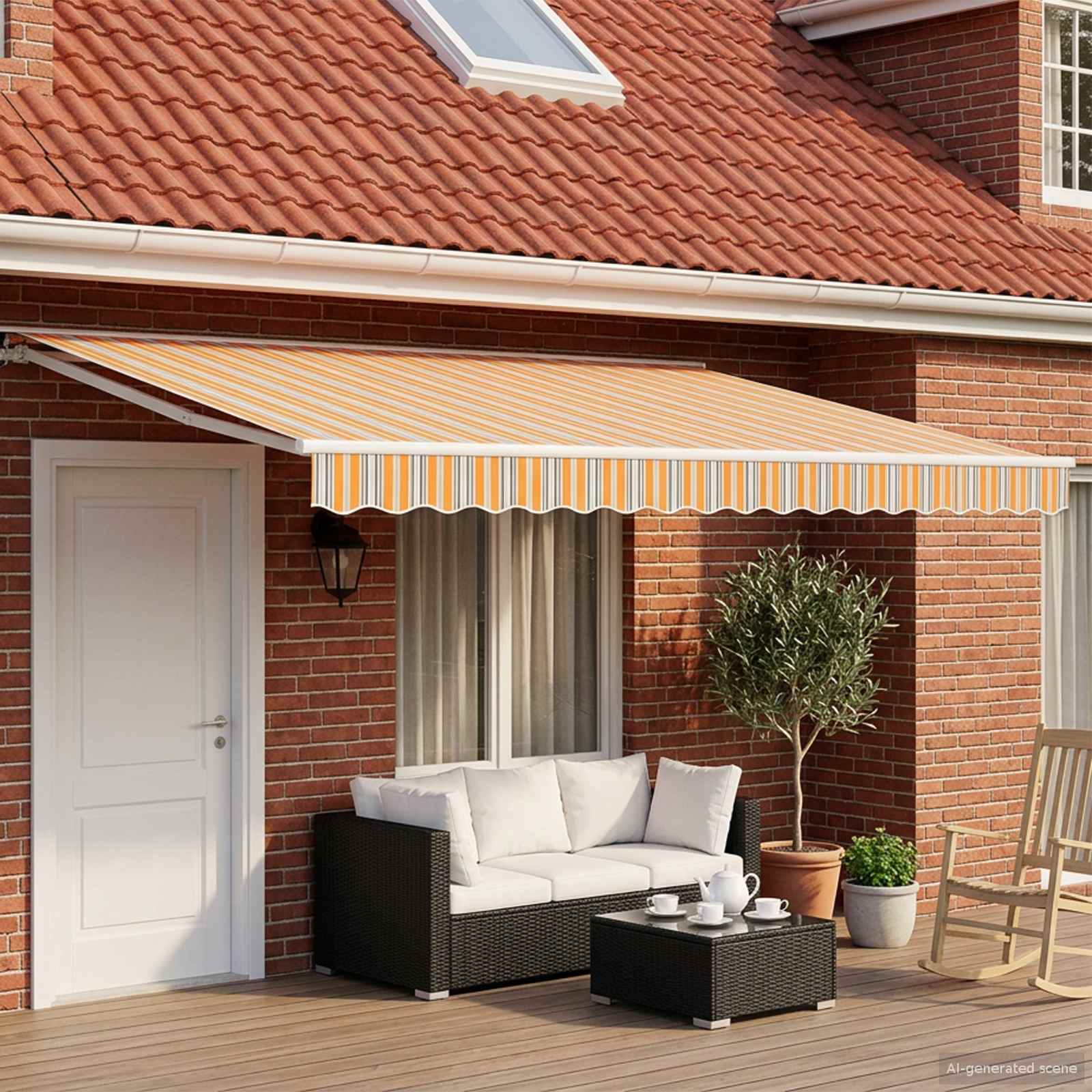 Ručno sklopiva tenda Narančasta, Siva, Plava, Bijela 5 x 3 m
