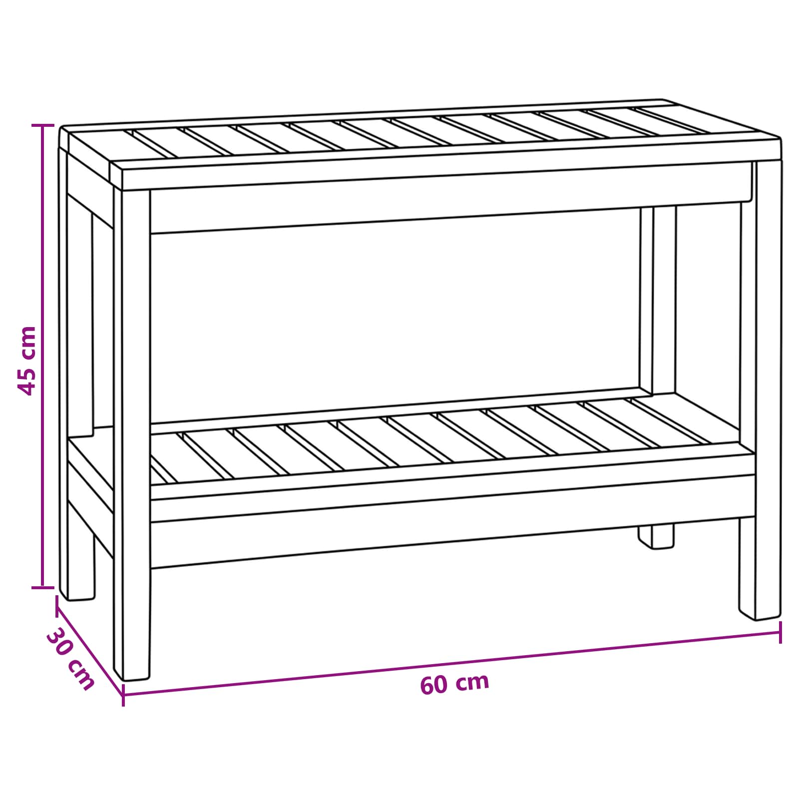 Bočni stol za kupaonicu s pohranom Prirodna 60 x 30 x 45 cm