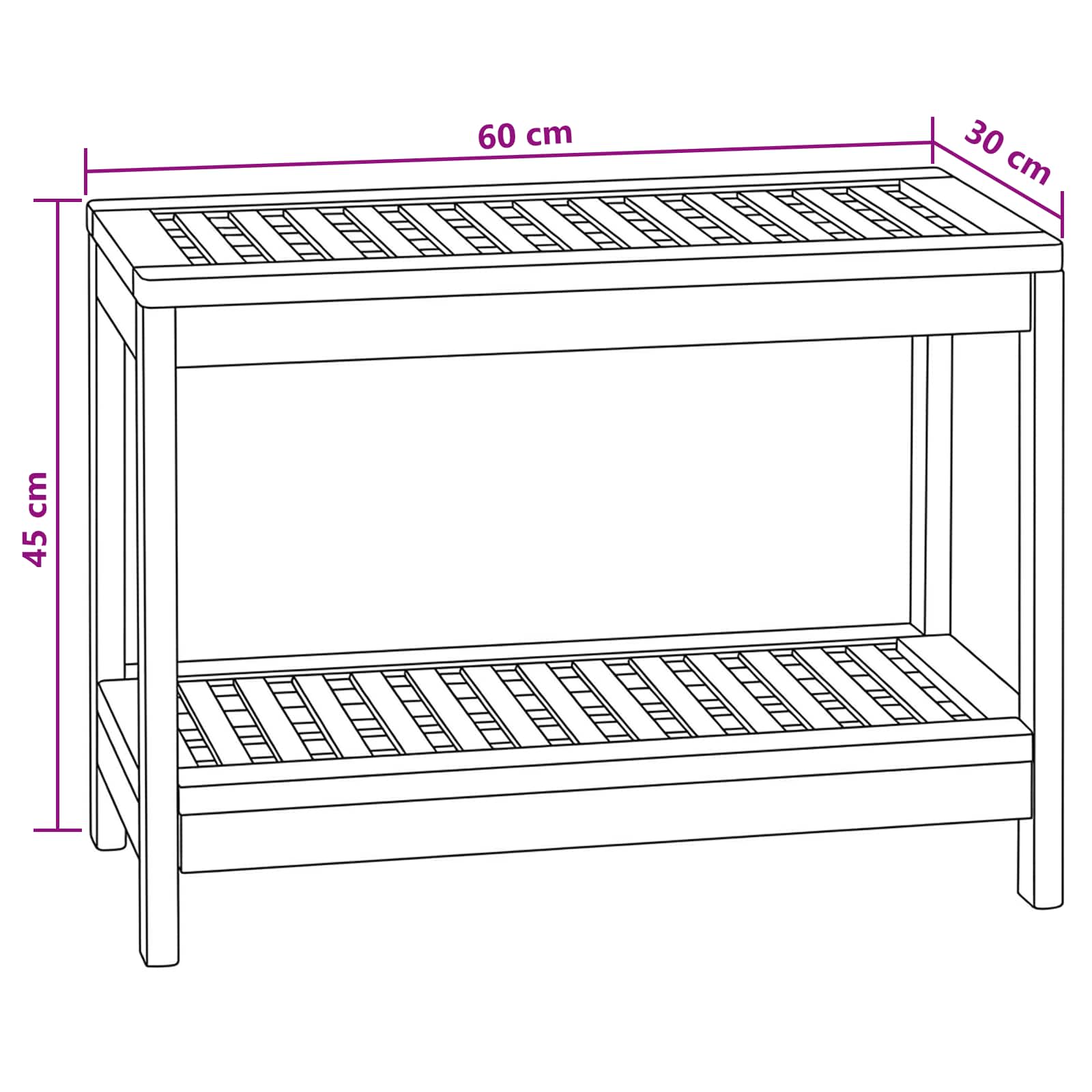 Stolić za kupatilo Prirodna 60 x 30 x 45 cm Čvrsto teak drvo