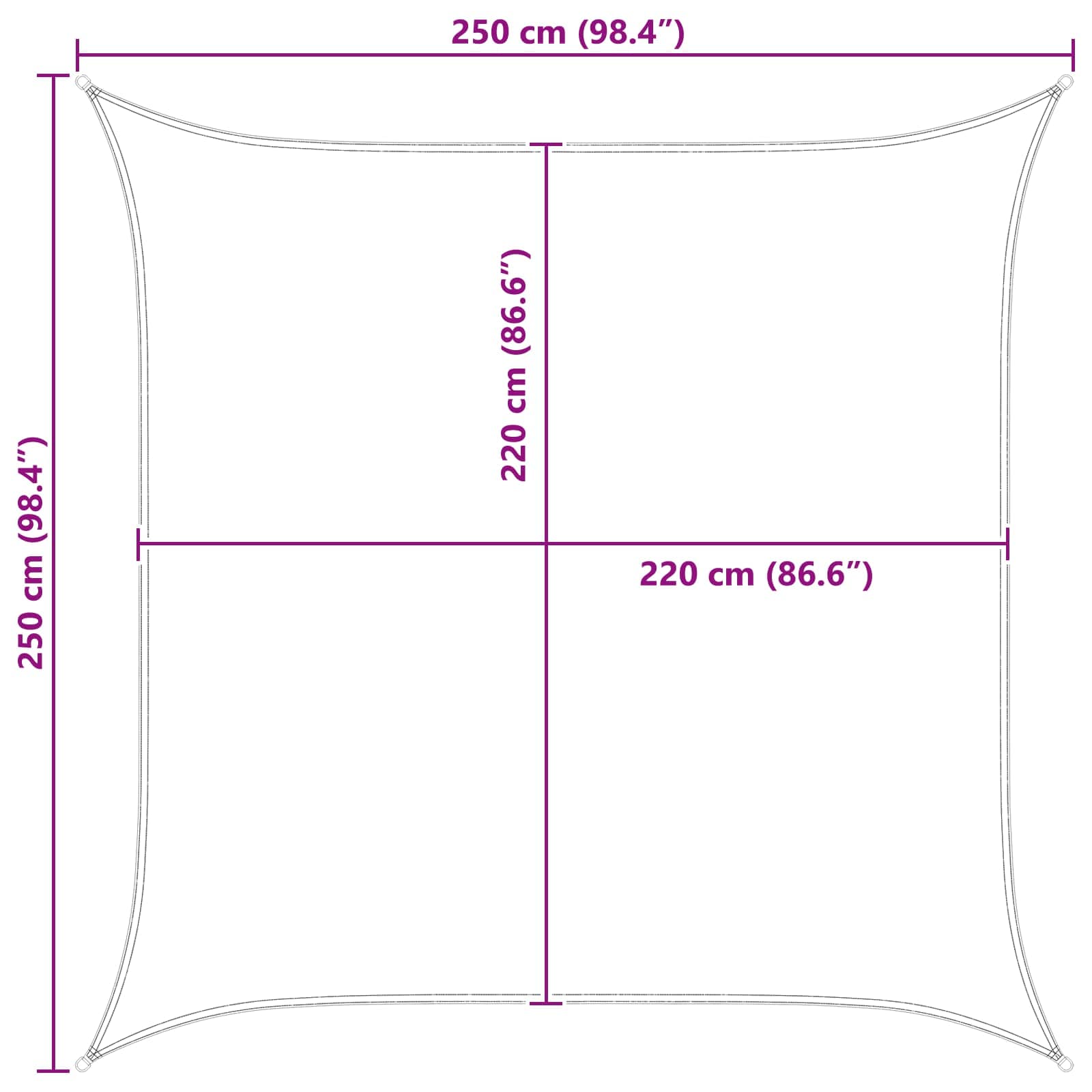 Jedro za sunce Svijetlo siva i bijela. 2,5 x 2,5 m