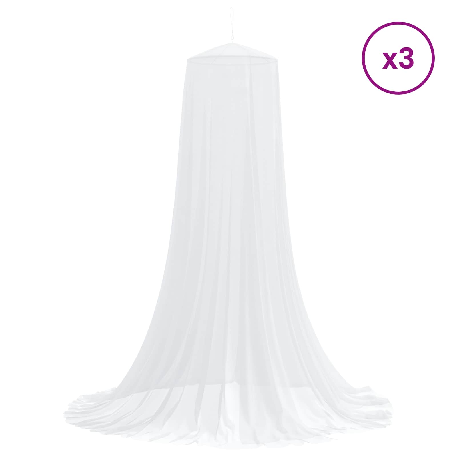 Mreža za komarce za krevet 3 pcs 156 mesh Bijela Ø56 x 220 cm