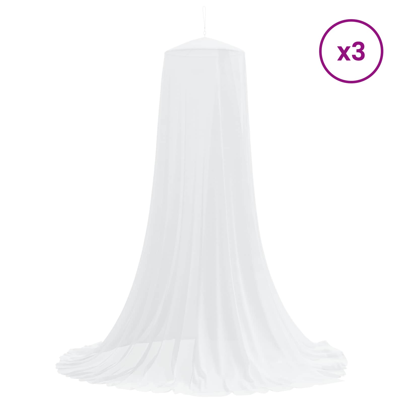 Mreža za komarce za krevet 3 pcs 156 mesh Bijela Ø56 x 220 cm