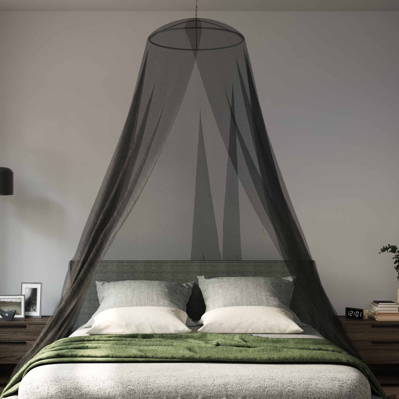 Mreža za komarce za krevet 156 mesh Crna Ø56 x 220 cm Poliester
