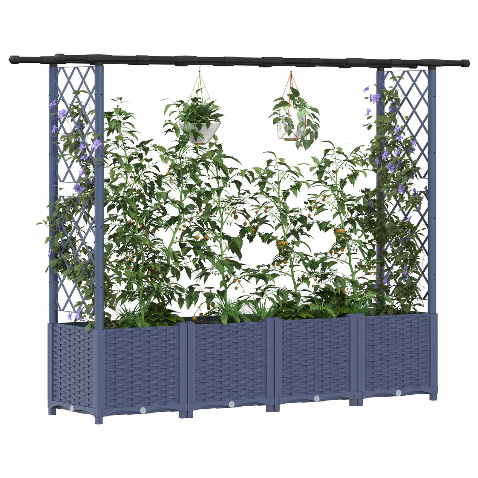 Povišeni krevet s mrežom i krovom Siva 203 x 40 x 138 cm PP