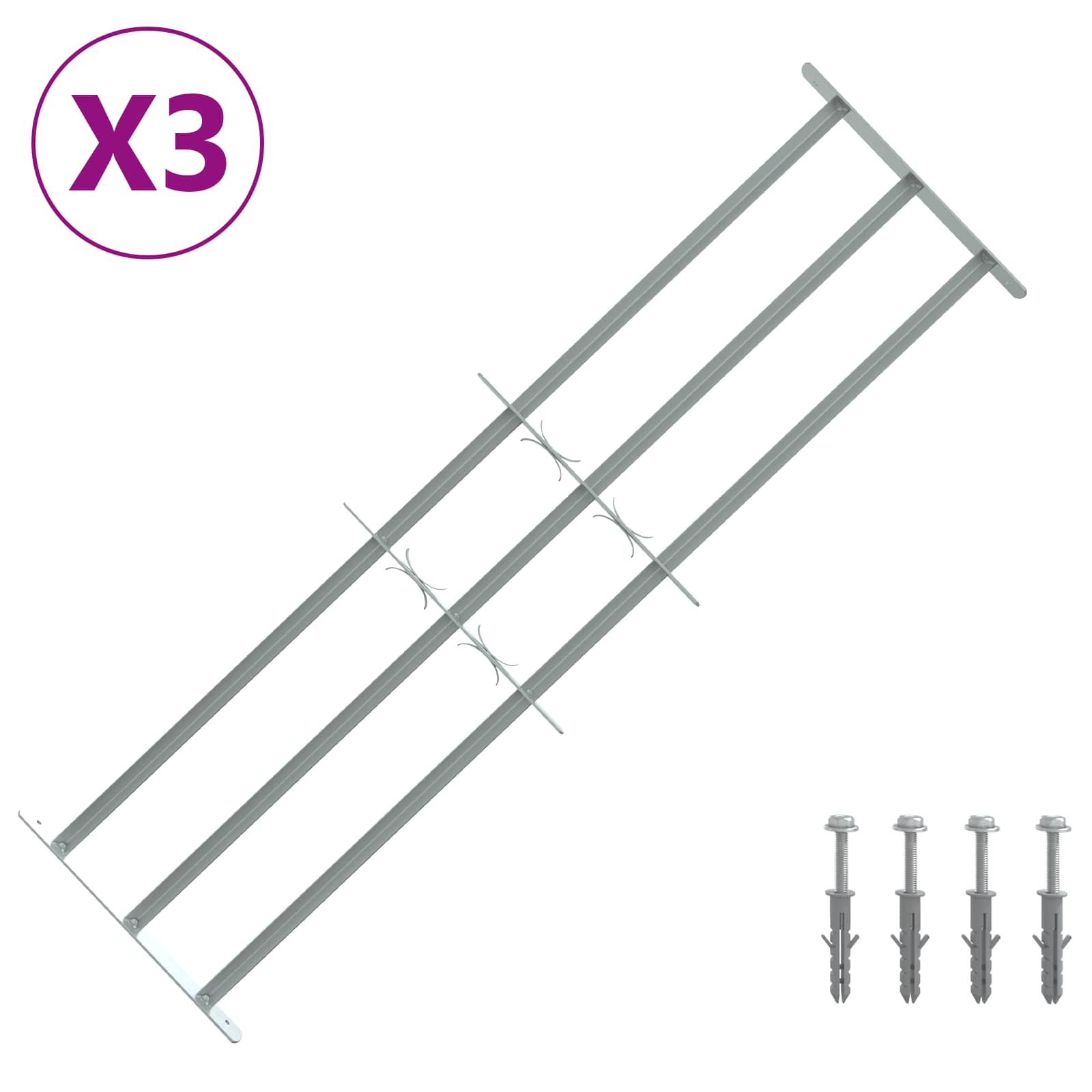 Sigurnosna rešetka za prozore s 3 poprečna okvira 3 pcs