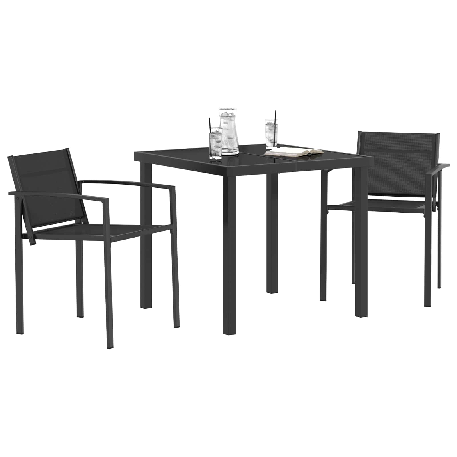 Set vanjskog namještaja 3 pcs Crna i antracit 80 x 80 x 73 cm