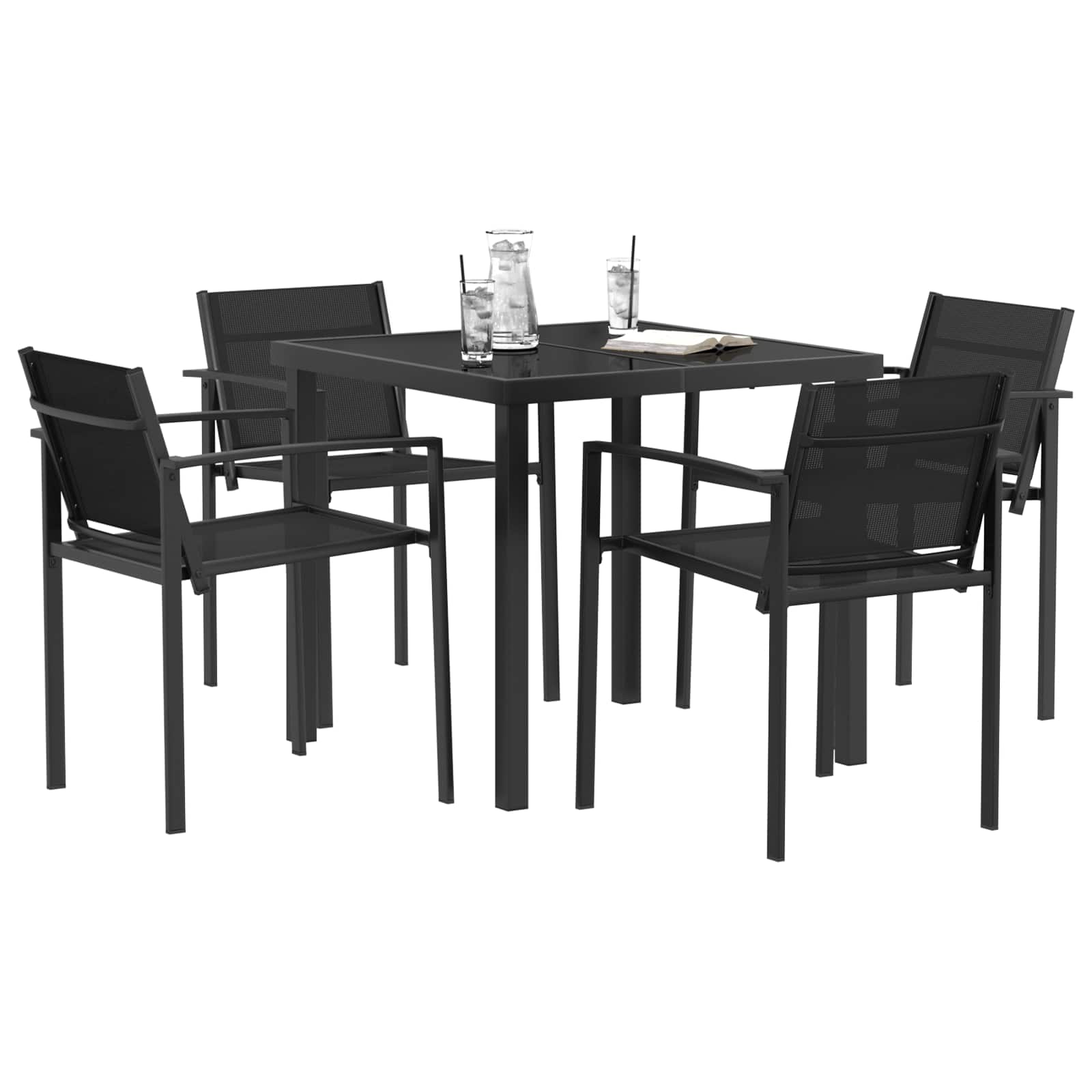 Set vanjskog namještaja 5 pcs Crna i antracit 80 x 80 x 73 cm