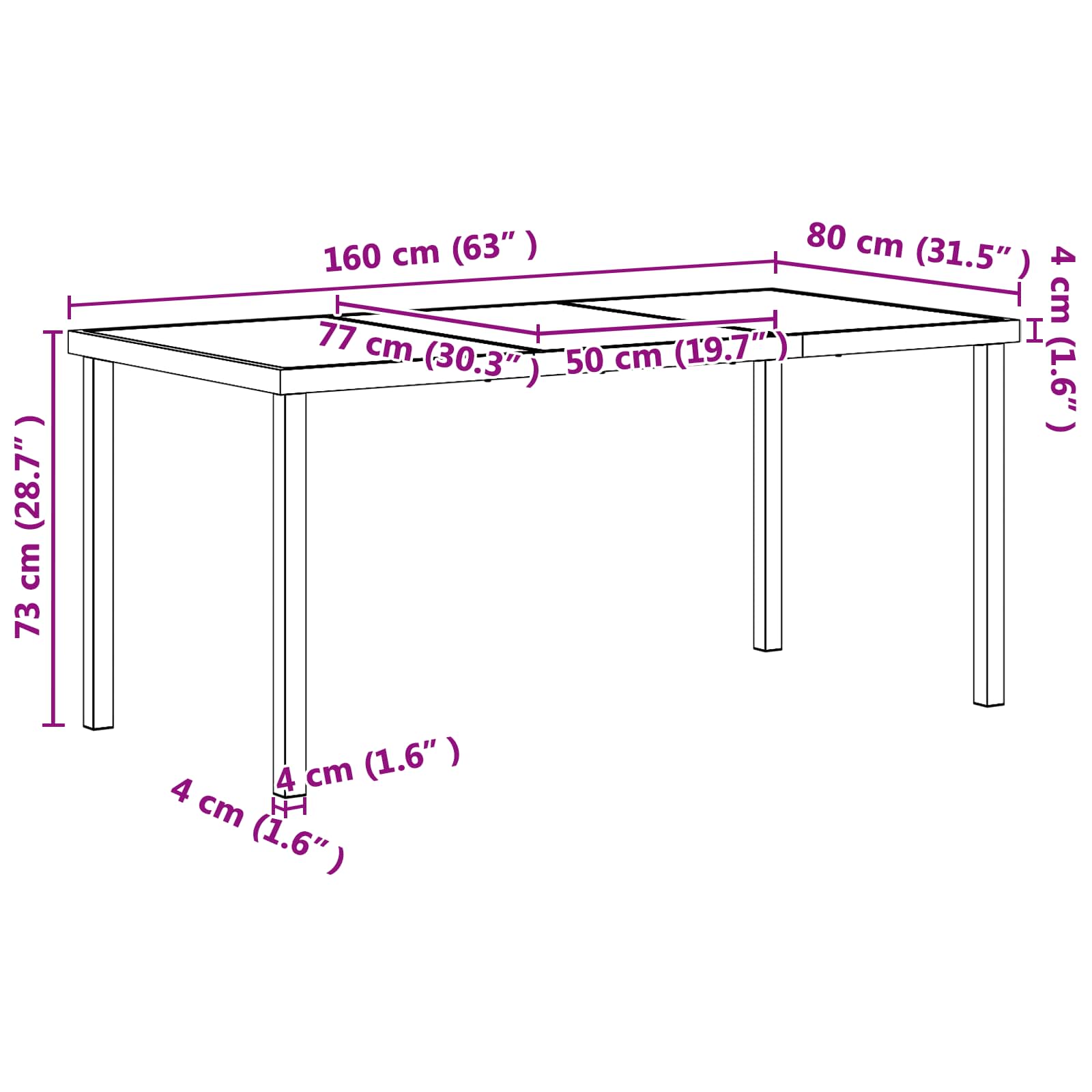 Set vanjskog namještaja 5 pcs Crna i antracit 160 x 80 x 73 cm
