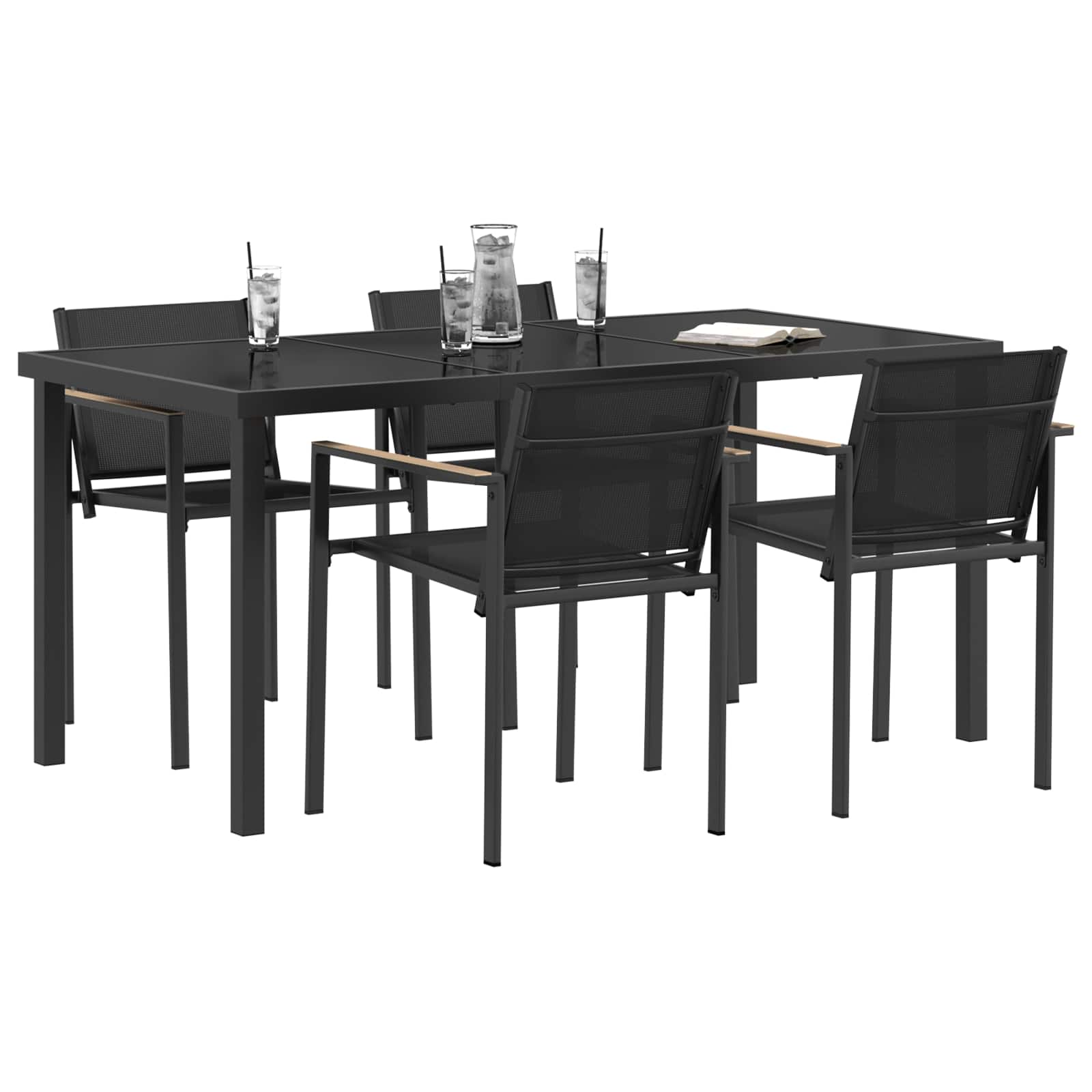 Set vanjskog namještaja 5 pcs Crna i antracit Tekstilen