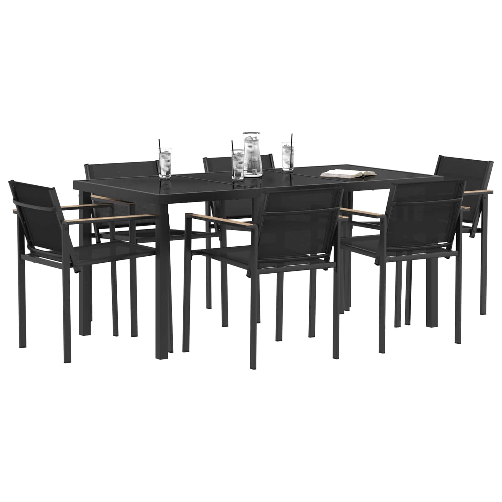 Set vanjskog namještaja 7 pcs Crna i antracit 160 x 80 x 73 cm