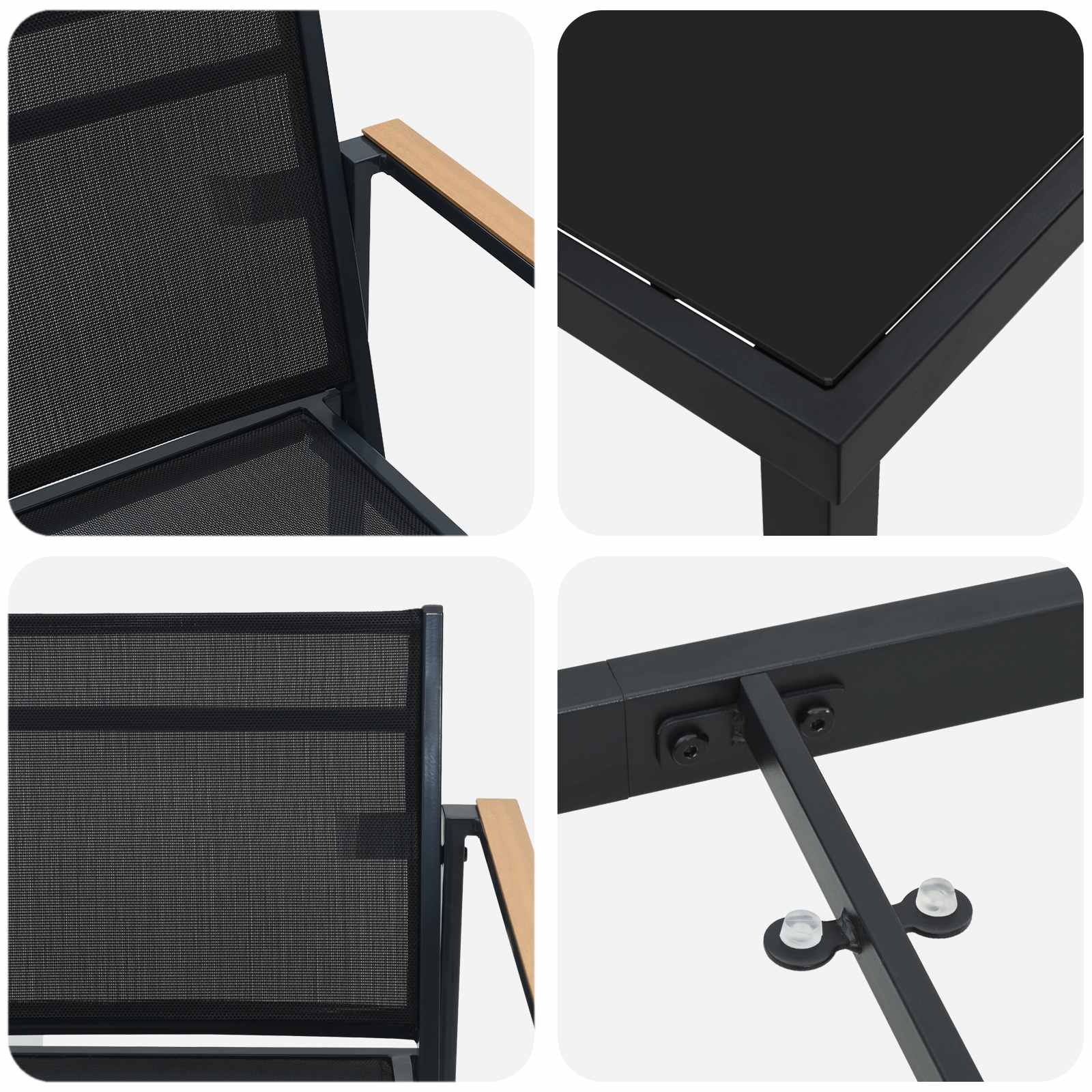 Set vanjskog namještaja 7 pcs Crna i antracit Tekstilen