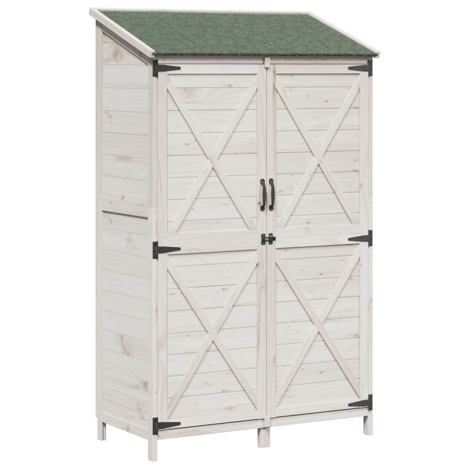Vrtna Šupa s krovom Bijela 106 x 56 x 176,5 cm Čvrsto drvo jele