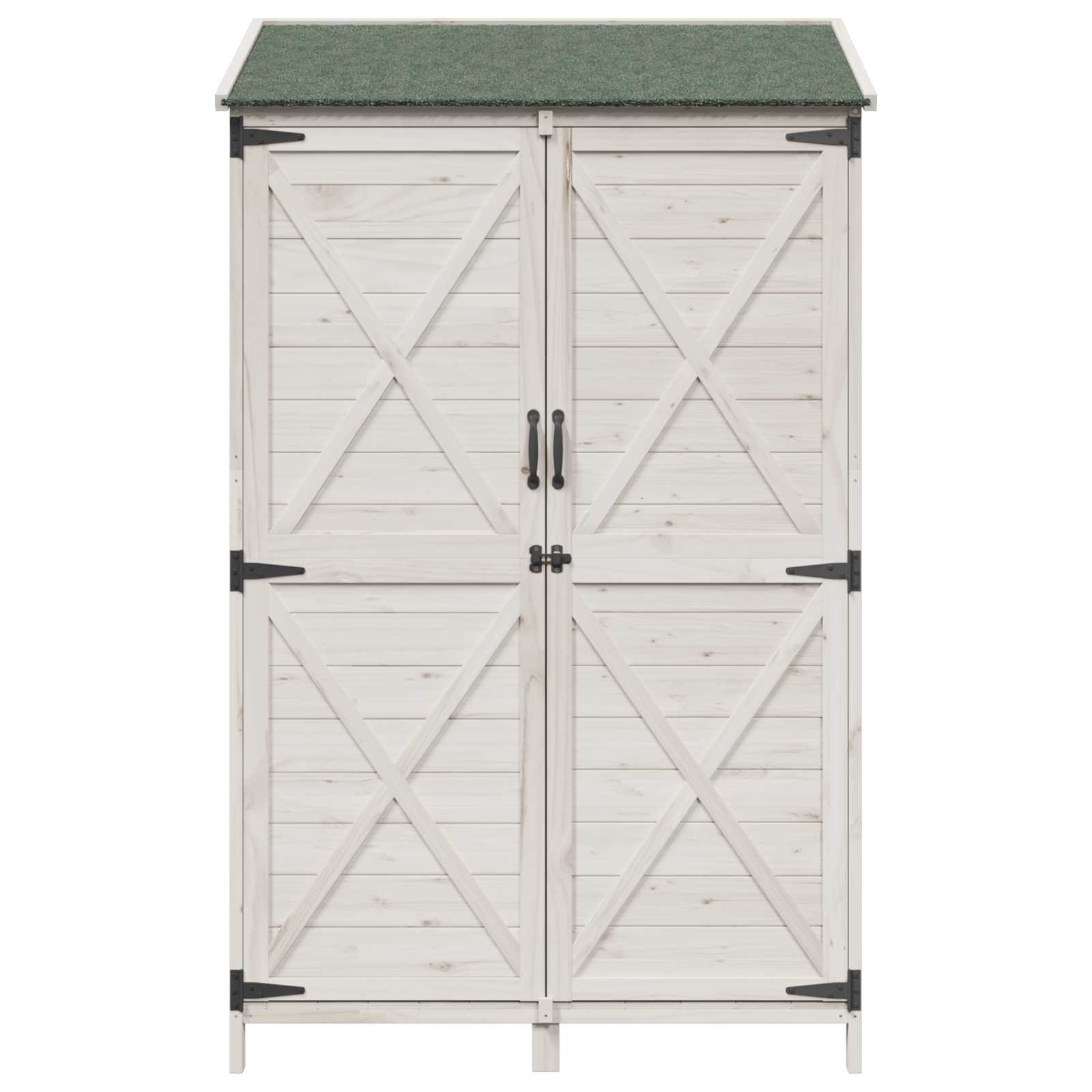 Vrtna Šupa s krovom Bijela 106 x 56 x 176,5 cm Čvrsto drvo jele