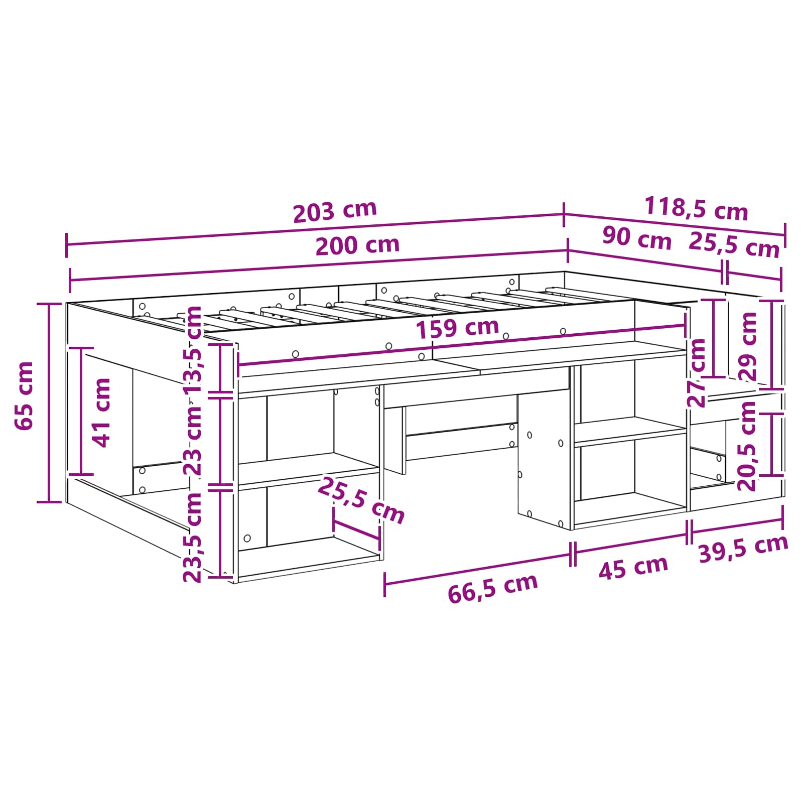 Krevet za djecu s ladicama Hrast sonoma 90 x 200 cm