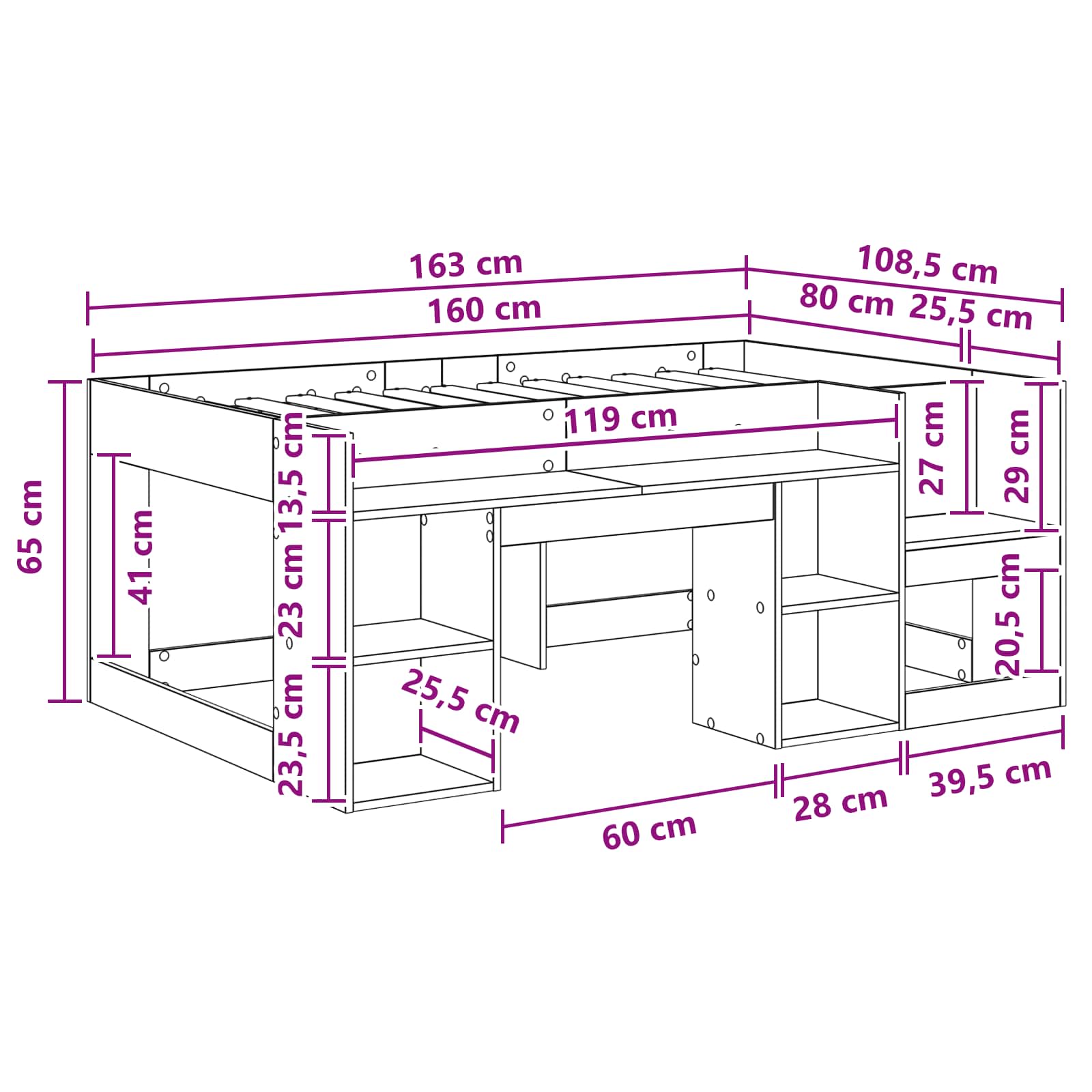Krevet za djecu s ladicama Hrast sonoma 80 x 160 cm