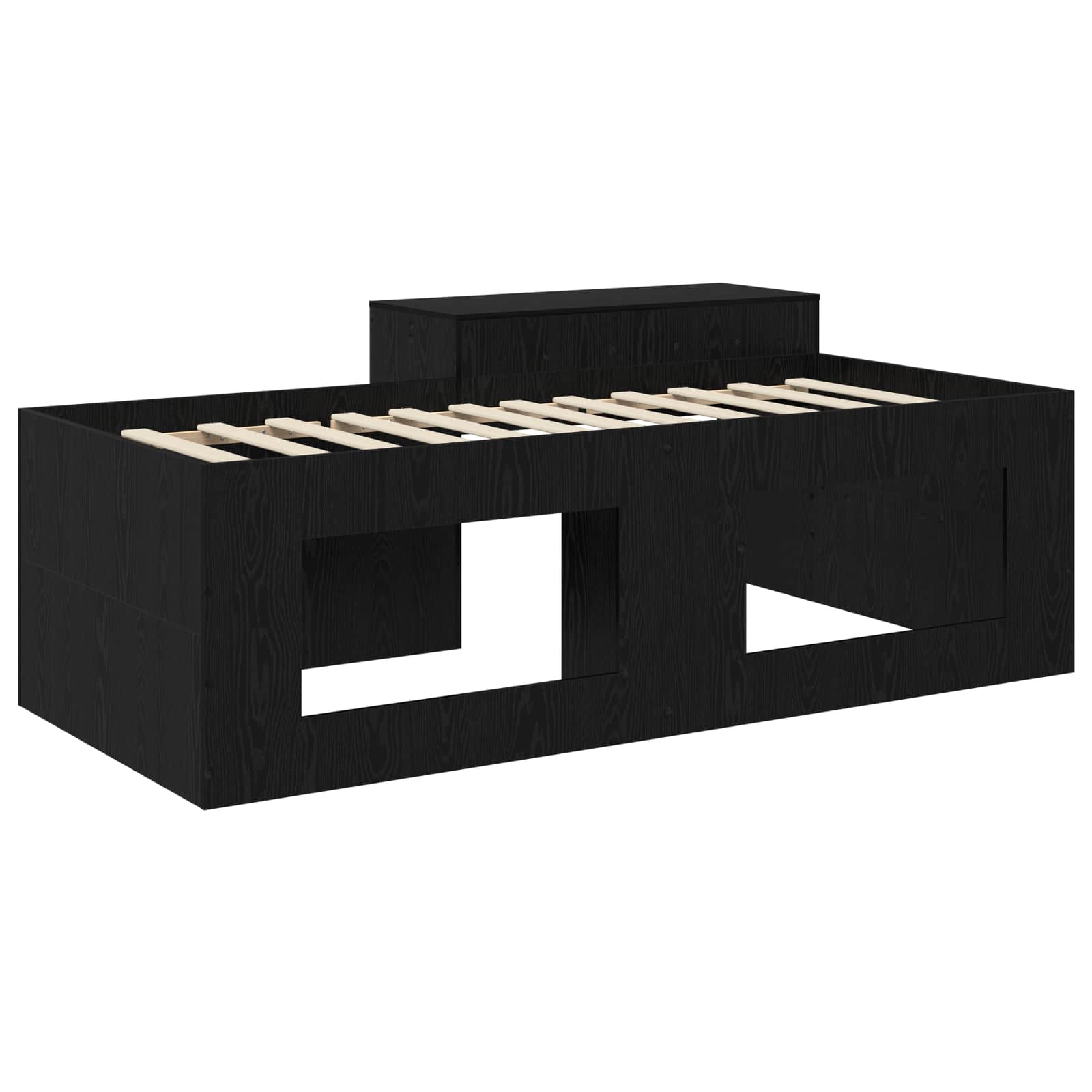 Krevet za djecu s visokim okvirom i stolom Crna 80 x 200 cm