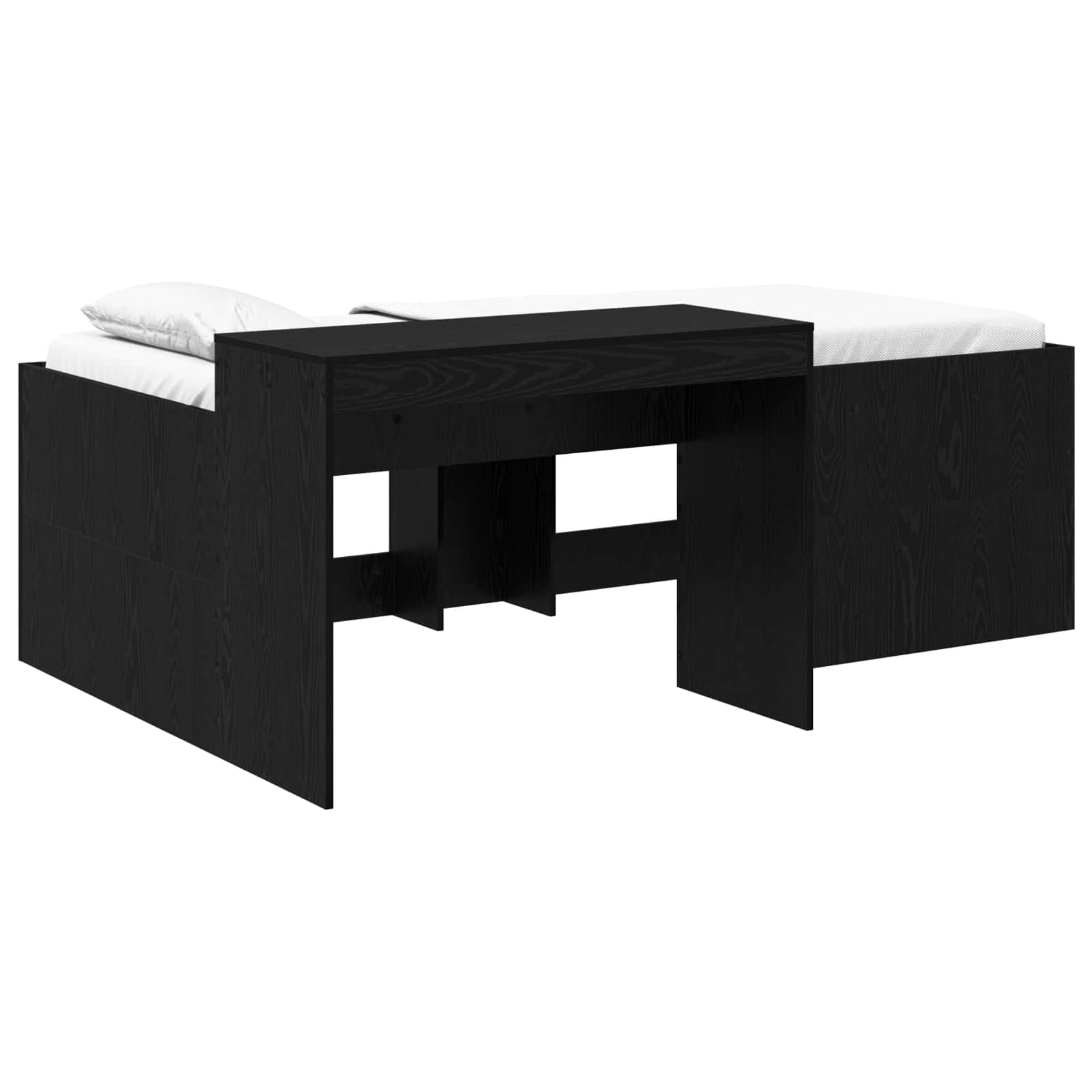 Krevet za djecu s visokim okvirom i stolom Crna 90 x 200 cm