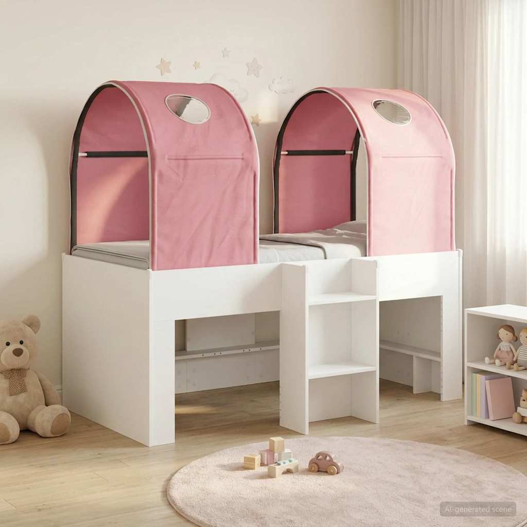 Krevet s Tunelom 4 pcs Bijela i ružičasta Konstruirano drvo