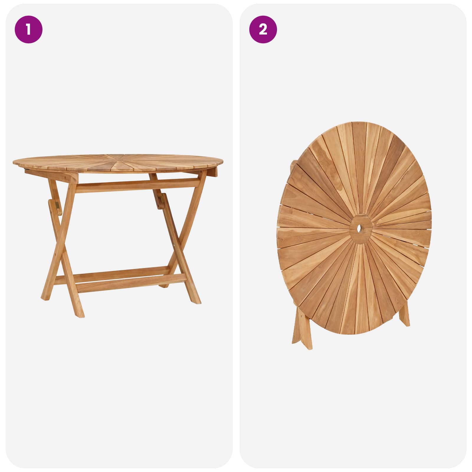 Preklopni vrtni stol Prirodna Ø 110 x 75 cm Čvrsto teak drvo