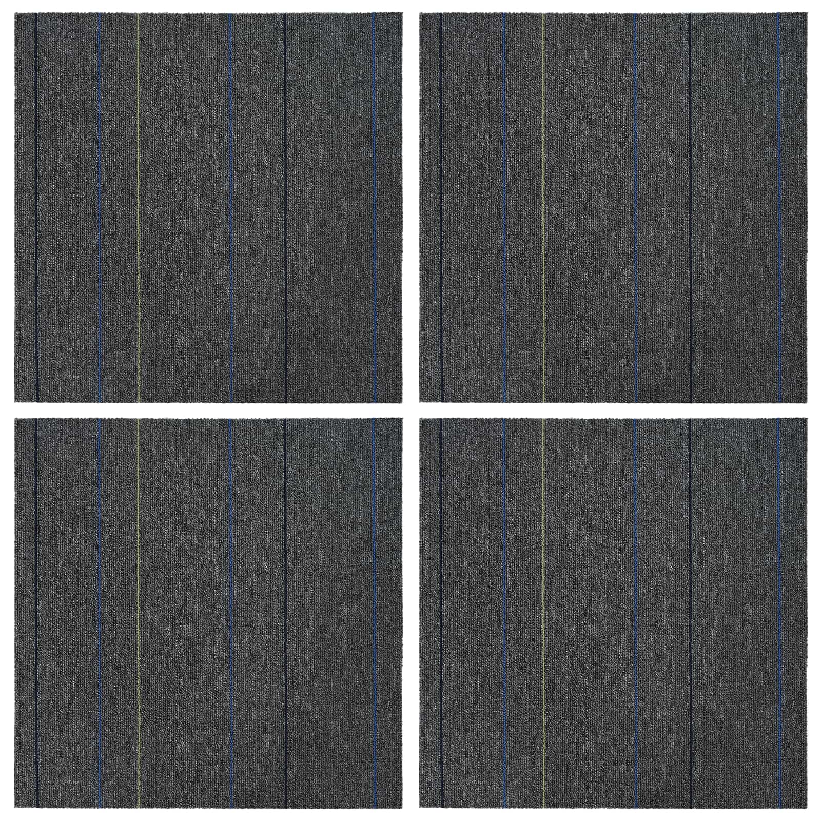 Tepih pločica Srednja siva s prugama 50 x 50 cm 4 pcs