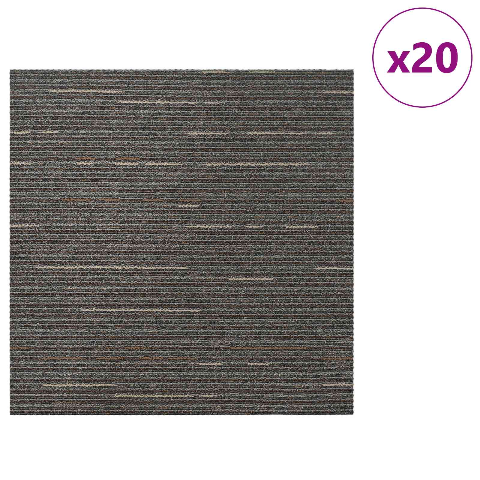 Tepih pločica Prugasta tamnosmeđa 50 x 50 cm 20 pcs