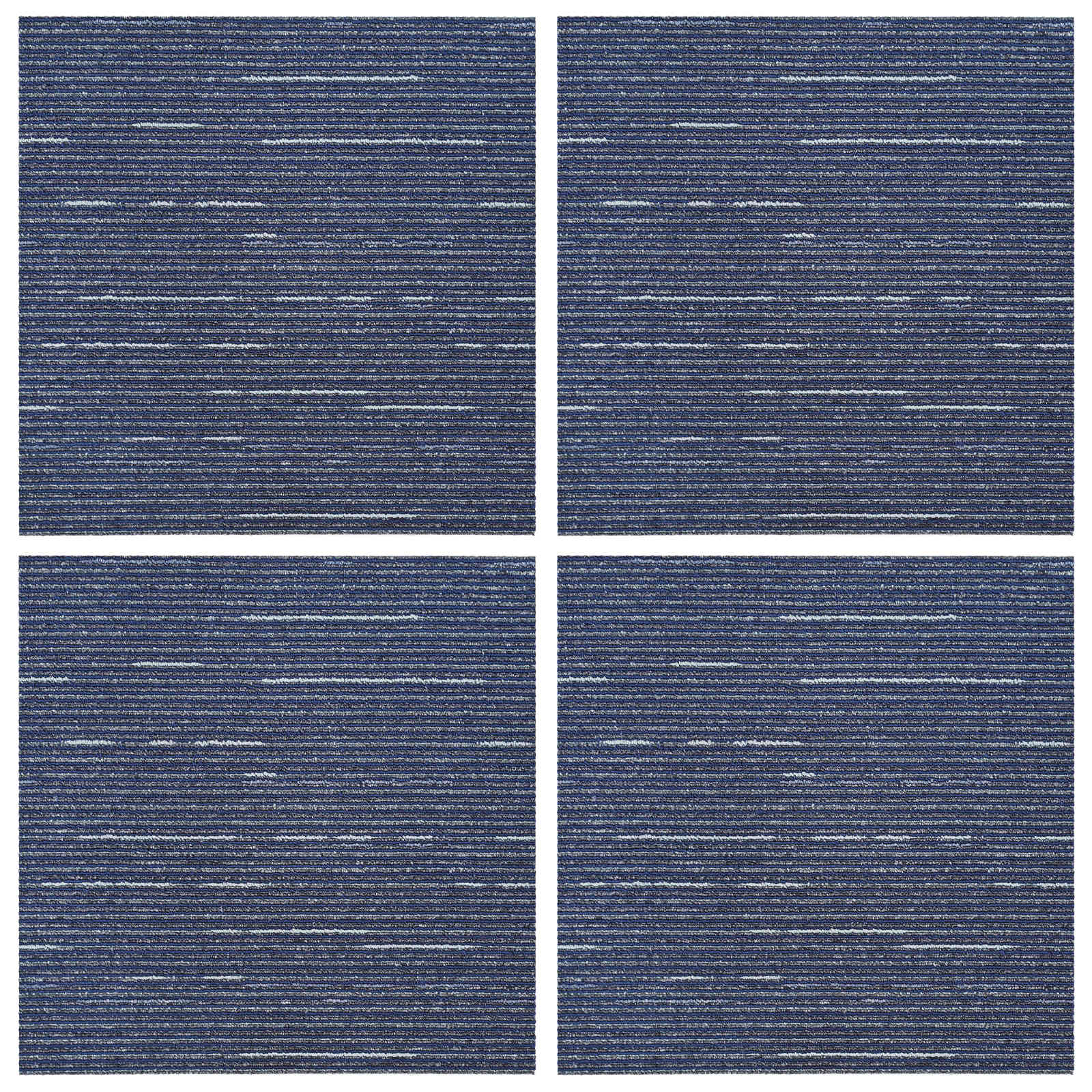 Tepih pločica Prugasta Plava 50 x 50 cm 4 pcs PP i bitumen