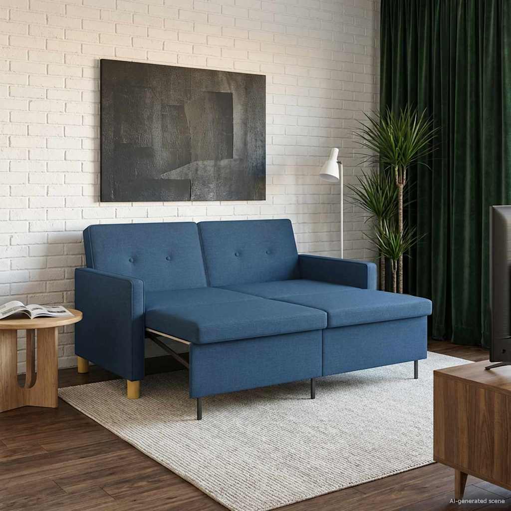 Krevet-sofa na razvlačenje Plava Tkanina